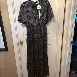 Elegant‎ green blue and White Patterned jumpsuit